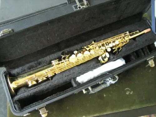 

1:1 SOPRANO Saxophone YANAGISA SW01 Model Gold Lacquer Straight B flat Saxophone One-piece Musical Instruments