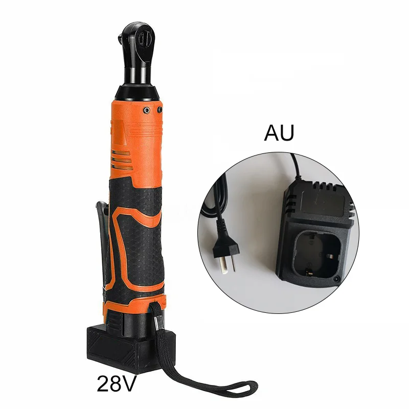 28V 3/8 85Nm LED Electric Cordless Ratchet Right Angle Wrench w/ Battery Charger LED work light automatically
28V 3/8 85Nm LED Electric Cordless Ratchet Right Angle Wrench w/ Battery Charger LED work light automatically