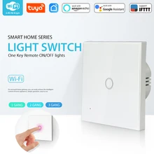 WiFi interruttore della luce 1Gang Parete Interruttore Della Luce Wifi Pannello di Vetro di Tocco HA CONDOTTO Le Luci Interruttore per Smart Home, Casa Intelligente Interruttore A Distanza Senza Fili di controllo(China)