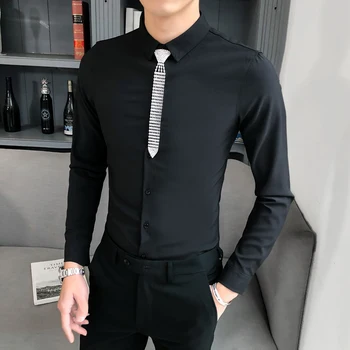2020 New Shirts Men Dress Streetwear Social Tuxedo Shirts Solid Color Casual Slim Fit Long Sleeve Blusa Masculina Chemise Homme
2020 New Shirts Men Dress Streetwear Social Tuxedo Shirts Solid Color Casual Slim Fit Long Sleeve Blusa Masculina Chemise Homme