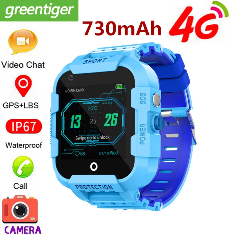 

4G GPS Kids Smart Watch GPS Tracker IP67 Waterproof Video Call Camera GPS LBS WIFI Location Smartwatch Clock Kids Gift 4G Watch