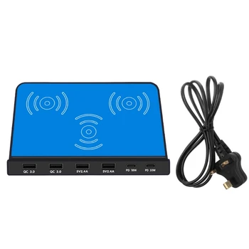 Universal 6Port 30W Type C PD QC3.0 USB Fast Charger 10W Dual Wireless Charger Station Stand for Laptop Cellphone Tablet 
Universal 6Port 30W Type C PD QC3.0 USB Fast Charger 10W Dual Wireless Charger Station Stand for Laptop Cellphone Tablet