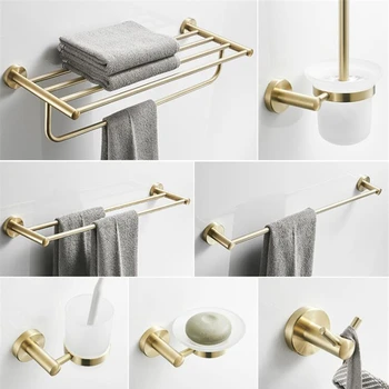 Bathroom Accessories Set Towel Rack Paper holder Toilet Brush Holder Corner Shelf Brushed Gold Bath Hardware 304 Stainless Steel
Bathroom Accessories Set Towel Rack Paper holder Toilet Brush Holder Corner Shelf Brushed Gold Bath Hardware 304 Stainless Steel