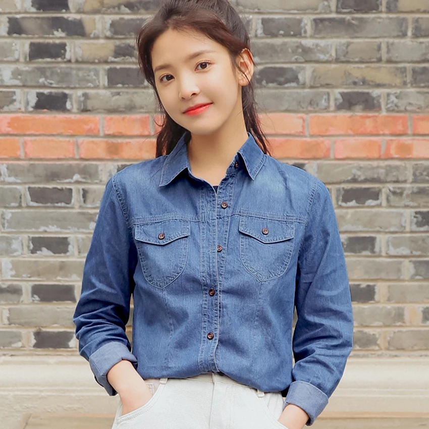Autumn New Denim Blouse Women Preppy Style Turn-down Collar Dual Pockets Buttons Solid Jeans Shirt Top Long Sleeve blusas T97991
Autumn New Denim Blouse Women Preppy Style Turn-down Collar Dual Pockets Buttons Solid Jeans Shirt Top Long Sleeve blusas T97991