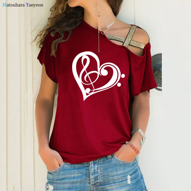 Music Note Print Plus Size T-shirt Women Music Lover Irregular Skew Neck Cross Bandage T-shirt casual woman tshirts
Music Note Print Plus Size T-shirt Women Music Lover Irregular Skew Neck Cross Bandage T-shirt casual woman tshirts