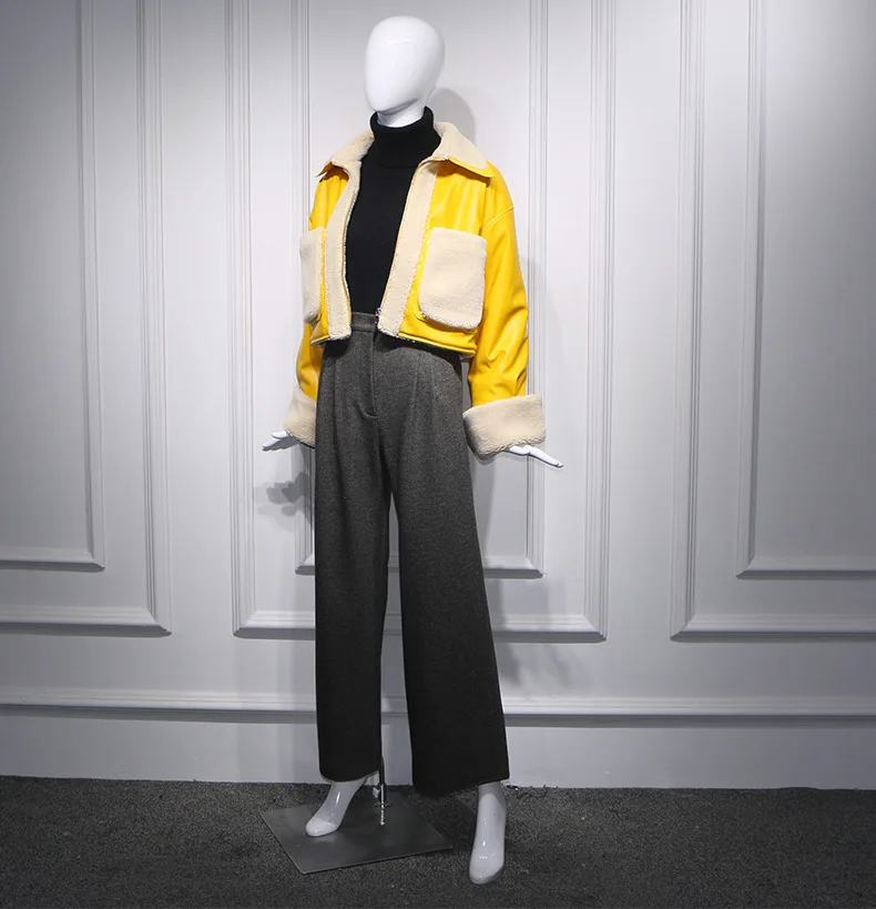 Yellow Fur One Lamb Short Motorcycle Jacket 2019 Turn-down Collar Patchwork Zippers Women Coats and Jackets
Yellow Fur One Lamb Short Motorcycle Jacket 2019 Turn-down Collar Patchwork Zippers Women Coats and Jackets
