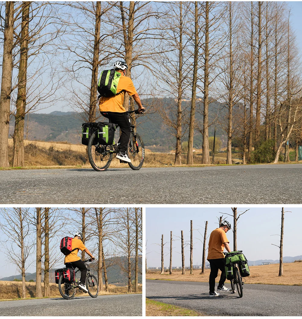 Rhinowalk 3 IN 1 Bicycle Rear Rack Seat Trunk Bag 70L MTB Road Bike Multifunctional Luggage Carrier Bag 3 Colors with Rain Cover (19)