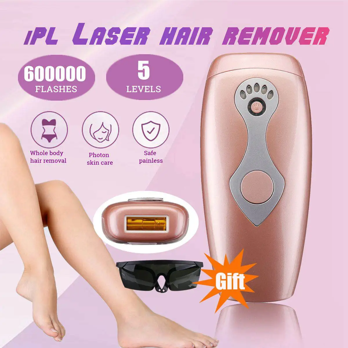 600000 Flash Permanent IPL Epilator Laser Hair Removal Epilator Painless Face Body Skin Bikini Trimmer Electric depilador
600000 Flash Permanent IPL Epilator Laser Hair Removal Epilator Painless Face Body Skin Bikini Trimmer Electric depilador