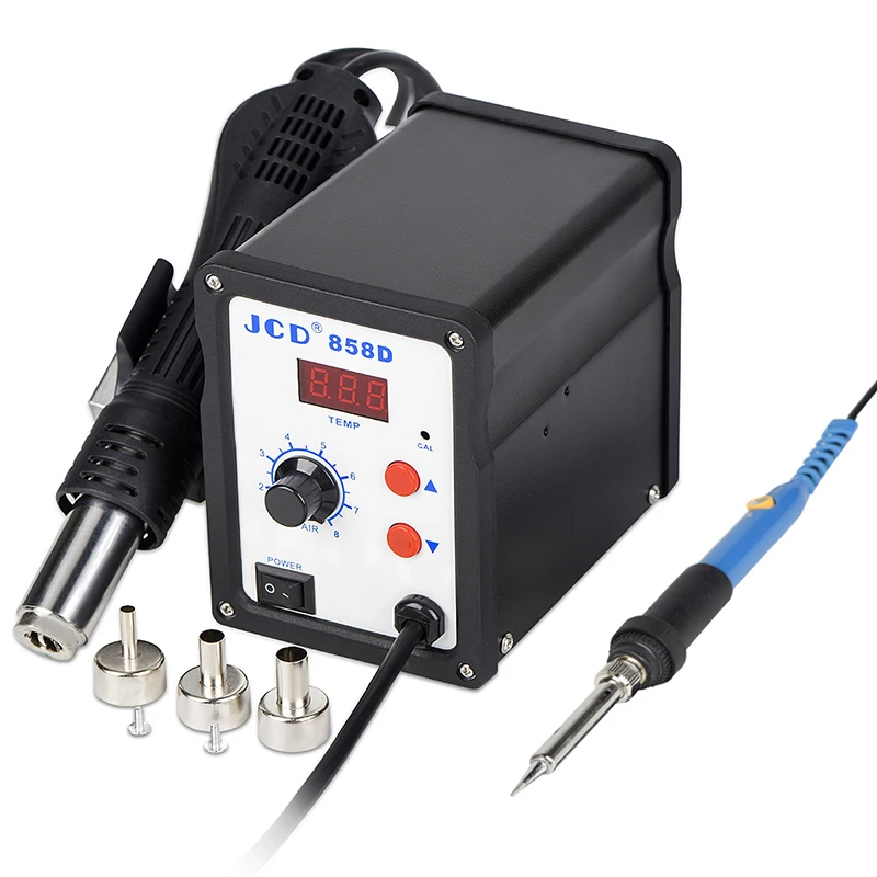 JCD Spiral Lead-free Hot Air Gun Convenient Soldering Station 858D LCD Temperature Display High Power Heater Welding Repair Tool
JCD Spiral Lead-free Hot Air Gun Convenient Soldering Station 858D LCD Temperature Display High Power Heater Welding Repair Tool