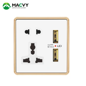 Macvy multi-function five-hole dual USB socket with button , British USB phone charging, wall plug switch socket
Macvy multi-function five-hole dual USB socket with button , British USB phone charging, wall plug switch socket