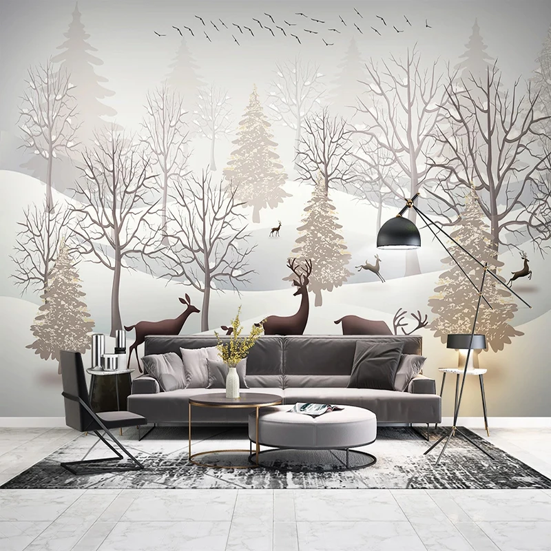 Custom-3D-Photo-Wallpaper-Nordic-Forest-Elk-Snow-Scenery-Wall-Murals-Modern-Restaurant-Living-Room-Bedroom (2)