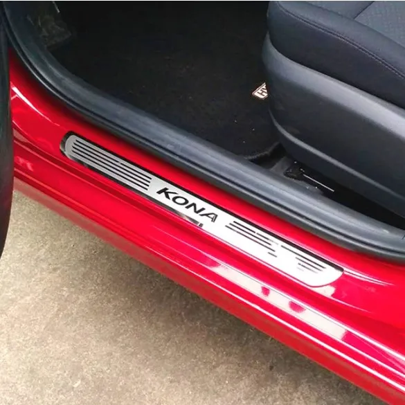 for Hyundai Kona Kauai 2017 2018-2020Stainless Steel Door Sill Strip Pedal Cover Trim Car Styling Stickers Auto Accessories 
for Hyundai Kona Kauai 2017 2018-2020Stainless Steel Door Sill Strip Pedal Cover Trim Car Styling Stickers Auto Accessories