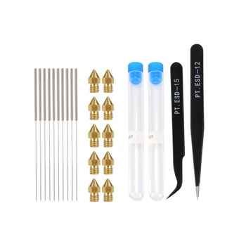 27 Pcs 3D Printer Nozzle MK8 Brass Nozzle Heads Kit Extruder Heads Cleaning Needle 0.2mm Tweezers Tool Kit
27 Pcs 3D Printer Nozzle MK8 Brass Nozzle Heads Kit Extruder Heads Cleaning Needle 0.2mm Tweezers Tool Kit