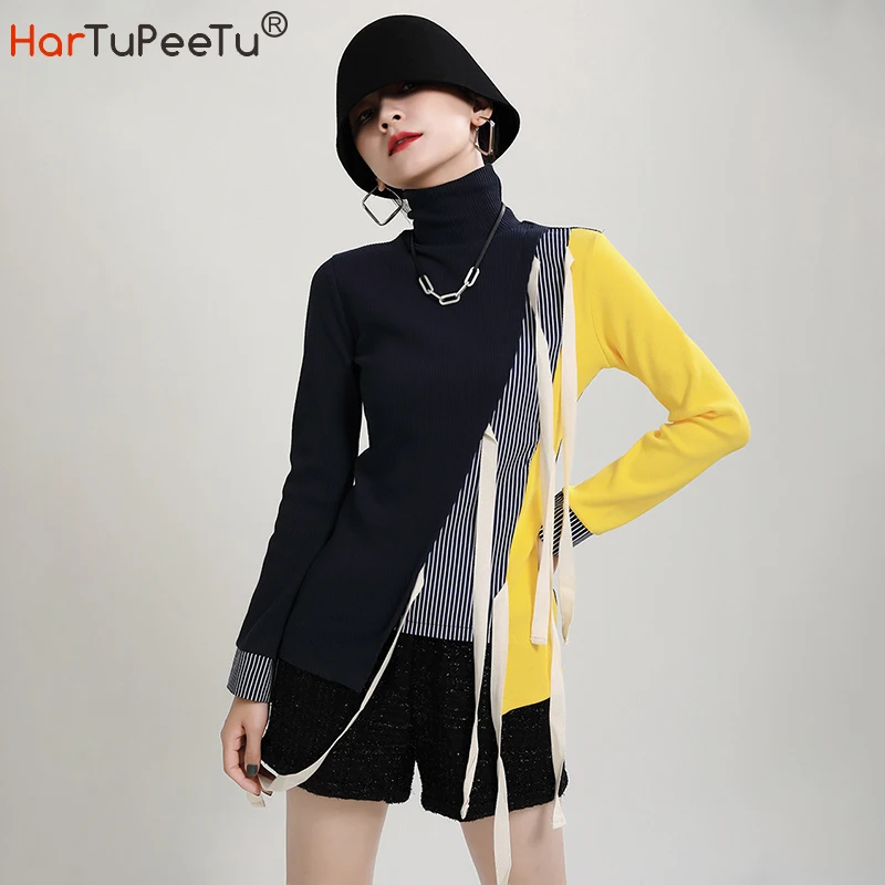 Fall Winter Women Cropped Knit Turtleneck Pullover Sweater Patchwork Colour Block Irregular Hollow Out LaceUp Slim Fit Basic Top
Fall Winter Women Cropped Knit Turtleneck Pullover Sweater Patchwork Colour Block Irregular Hollow Out LaceUp Slim Fit Basic Top