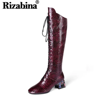 RIZABINA Women Fashion Long Boots Fashion Stone Pattern Rhinestone Heels Lace Up High Boots Simple Zipper Footwear Size 34-42
RIZABINA Women Fashion Long Boots Fashion Stone Pattern Rhinestone Heels Lace Up High Boots Simple Zipper Footwear Size 34-42