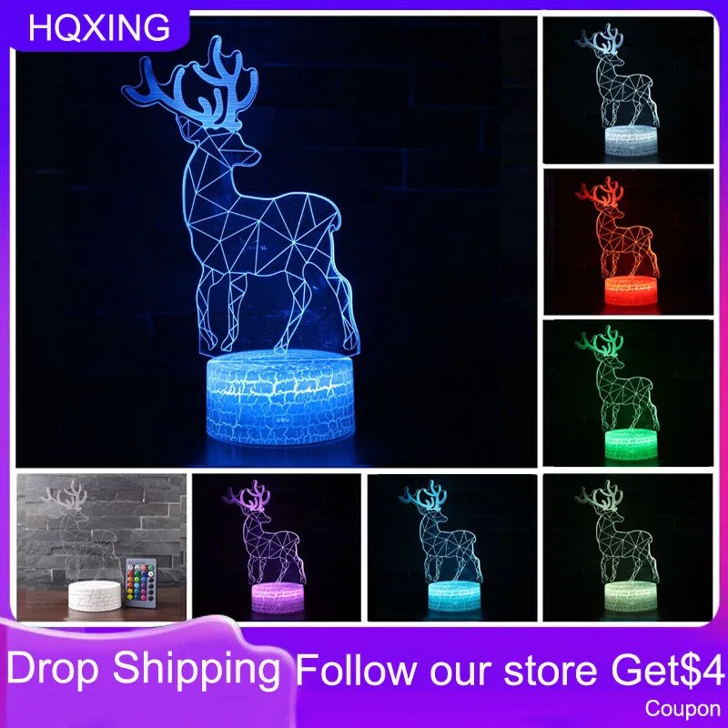 HQXING Deer Lamp Table LED Portable 3D Night Light Acrylic Party Atmosphere Decoration Kids Boys Girl Gift
HQXING Deer Lamp Table LED Portable 3D Night Light Acrylic Party Atmosphere Decoration Kids Boys Girl Gift