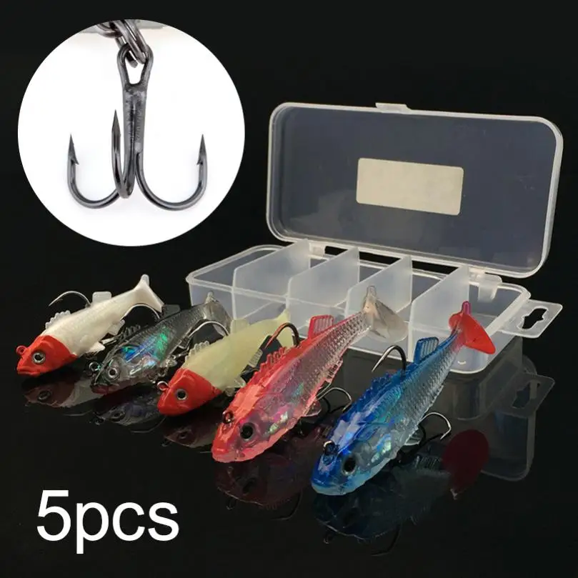 5pcs/box Colorful Soft Lure Suit Kit 15g / 8g Artificial Bait Silicone Fishing Lures with 1 Piece Luminous Lure
5pcs/box Colorful Soft Lure Suit Kit 15g / 8g Artificial Bait Silicone Fishing Lures with 1 Piece Luminous Lure