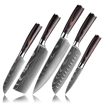 Cleaver Set Slicer Santoku Knife Chef knife Imitation Damascus Pattern Knife Set Utility Vegetable Handle Slicing Kitchen Tools
Cleaver Set Slicer Santoku Knife Chef knife Imitation Damascus Pattern Knife Set Utility Vegetable Handle Slicing Kitchen Tools