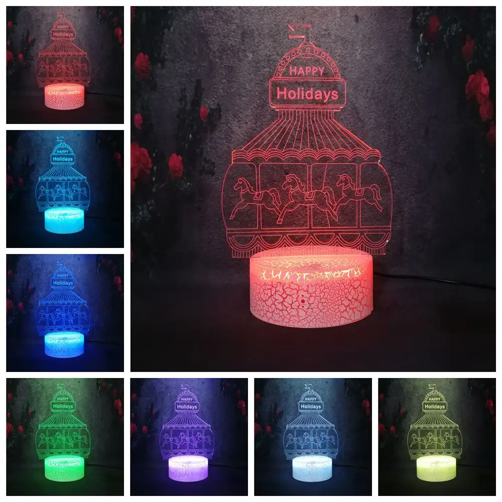 girl heart creative birthday gift carousel lighting 7 color
