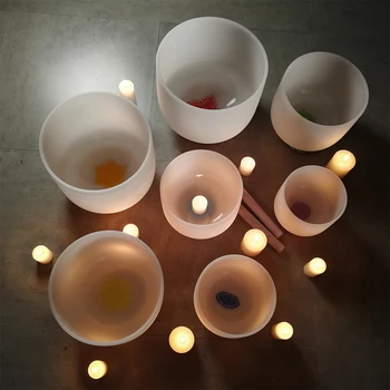 7" frosted quartz crystal singing bowls with A for Thiry Eye chakras and B for Crown chakra design
7" frosted quartz crystal singing bowls with A for Thiry Eye chakras and B for Crown chakra design