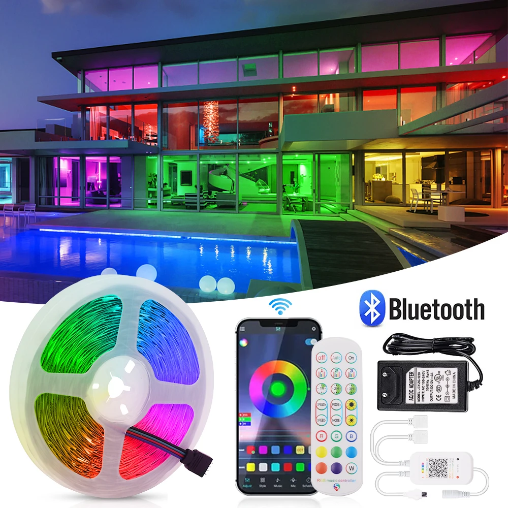 RGB 5050 LED Strip Light DC12V 30Leds/m Bluetooth Music Led Ribbon Tape 5M 10M 15M Flexible Led Lights Lamp With Power Supply
RGB 5050 LED Strip Light DC12V 30Leds/m Bluetooth Music Led Ribbon Tape 5M 10M 15M Flexible Led Lights Lamp With Power Supply
