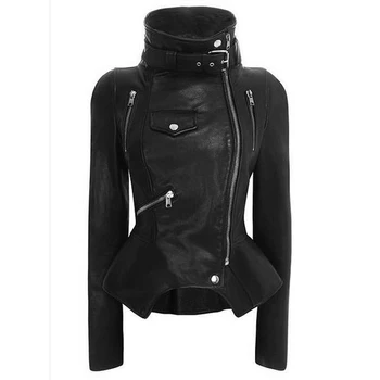 crop coat Women black Motorcycle biker jacket Punk Solid Color Tops Lapel Leather clothes Long Sleeve Slim Zipper short bomber
crop coat Women black Motorcycle biker jacket Punk Solid Color Tops Lapel Leather clothes Long Sleeve Slim Zipper short bomber