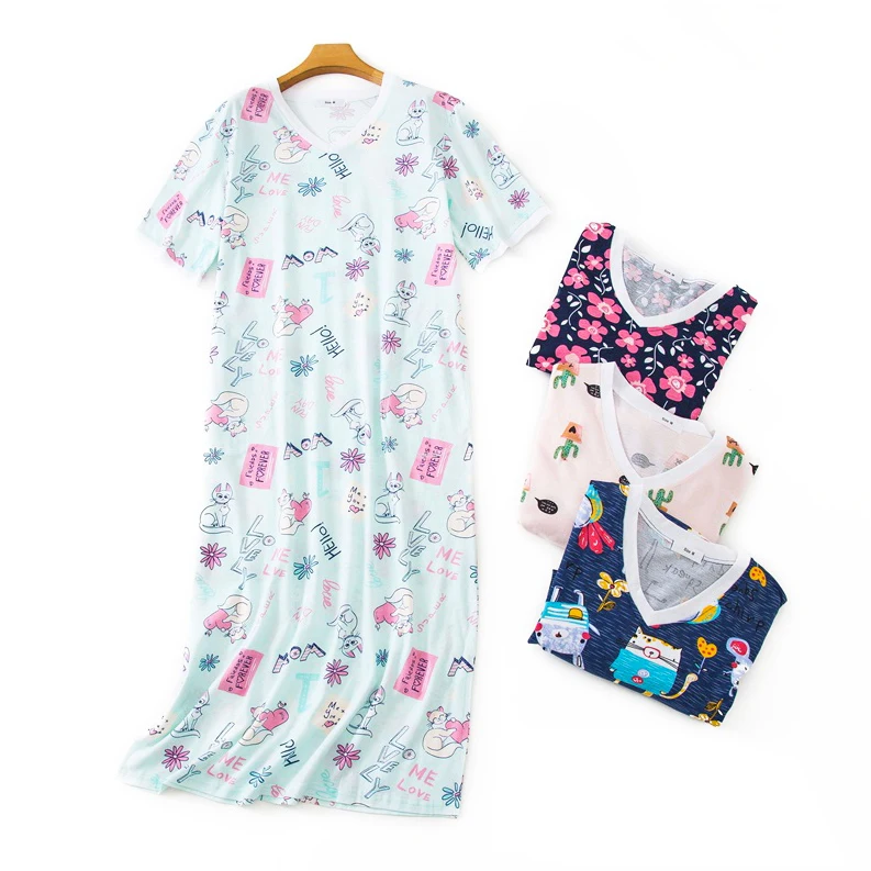Cute sleepdress women long shirts sleepwear summer Plus size sweet nightgowns short sleeve Women long nightdress
Cute sleepdress women long shirts sleepwear summer Plus size sweet nightgowns short sleeve Women long nightdress