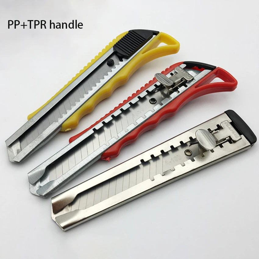 Retractable Utility Knife with PP+TPR Handle 18mm Large Paper Cutter work Knife Box Cutter Students Utility Knife Snap Off
Retractable Utility Knife with PP+TPR Handle 18mm Large Paper Cutter work Knife Box Cutter Students Utility Knife Snap Off