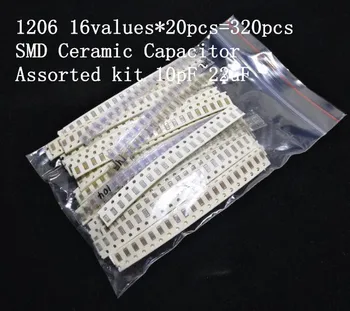1206 SMD Ceramic Capacitor Assorted kit 10pF~22uF ,16values*20pcs=320pcs Samples Kit Electronic Diy Kit 
1206 SMD Ceramic Capacitor Assorted kit 10pF~22uF ,16values*20pcs=320pcs Samples Kit Electronic Diy Kit