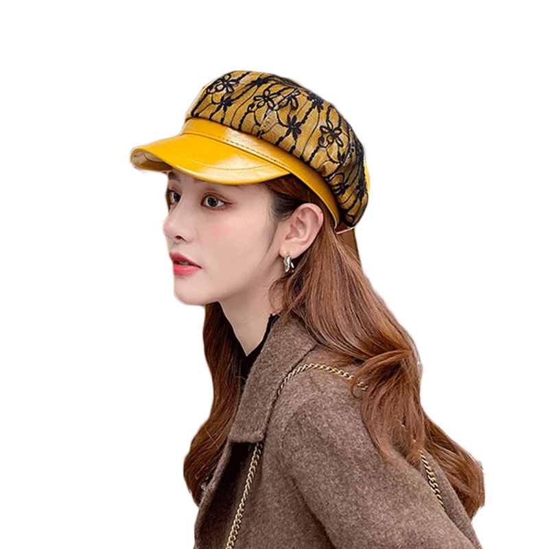 Sparsil Autumn&Winter Woman Lace Stitching Berets Female Faux Leather Patchwork Octagonal Cap Solid Adjustable Casual Artist Hat
Sparsil Autumn&Winter Woman Lace Stitching Berets Female Faux Leather Patchwork Octagonal Cap Solid Adjustable Casual Artist Hat