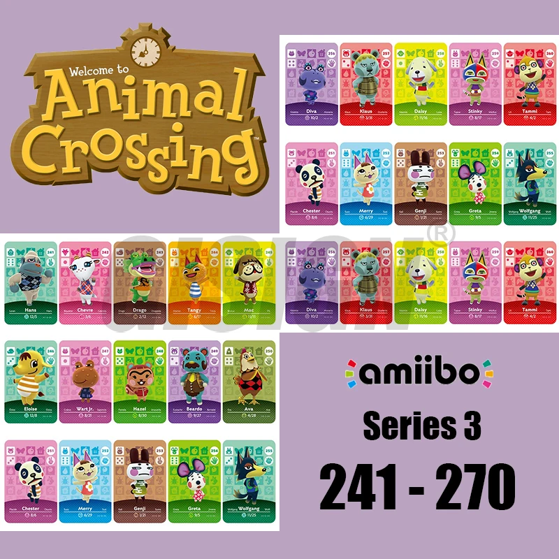 New Horizons Amiibo Animal Crossing Card For NS Switch 3DS Game Marshal Card Set NFC Cards Series 3 (241 to 270) Wolfgang
New Horizons Amiibo Animal Crossing Card For NS Switch 3DS Game Marshal Card Set NFC Cards Series 3 (241 to 270) Wolfgang