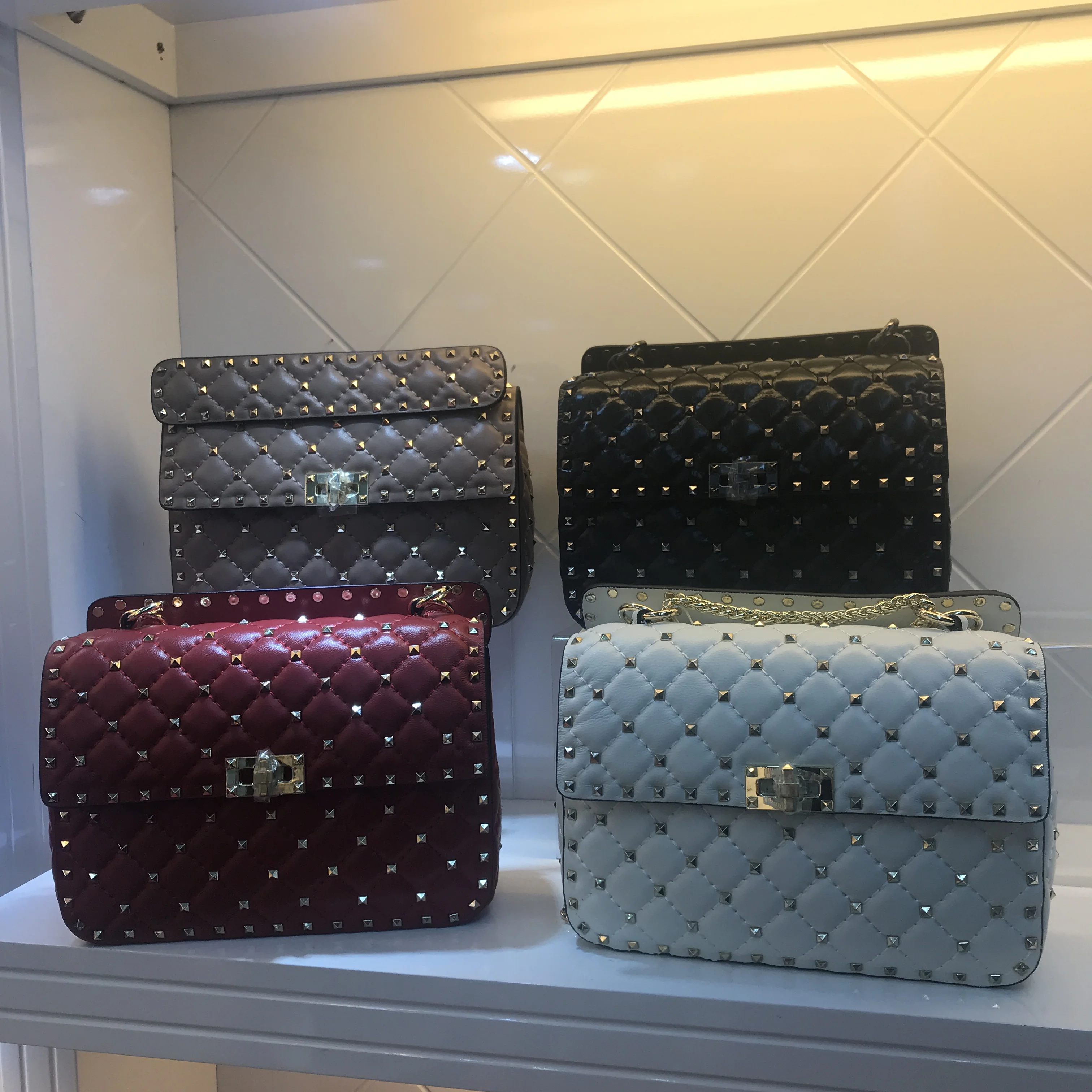 

Kafunila luxury handbags women bags designer bags for women 2019 genuine leather famous brand rivet crossbody bag bolsa feminina