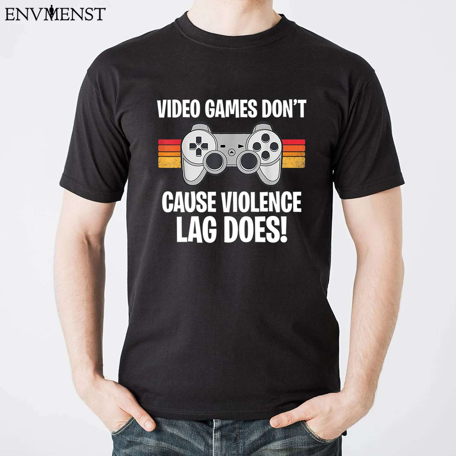 

Funny graphic tee tops 100% Cotton Video Games Don't Cause Violence Lag Does Funny Gamer Men's T Shirt Casual Unisex T-Shirt boy