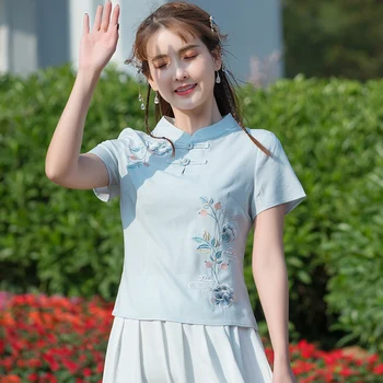 KYQIAO ethnic blouse women summer Chinese style mandarin collar short sleeve floral embroidery shirt tops ropa mujer
KYQIAO ethnic blouse women summer Chinese style mandarin collar short sleeve floral embroidery shirt tops ropa mujer