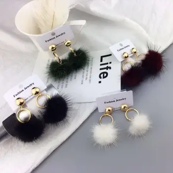 

Brinco Brincos Earing Oorbellen Wool Cute Earrings And Ornaments Of Autumn Winter With The Temperament Of East Gate Of Korea.