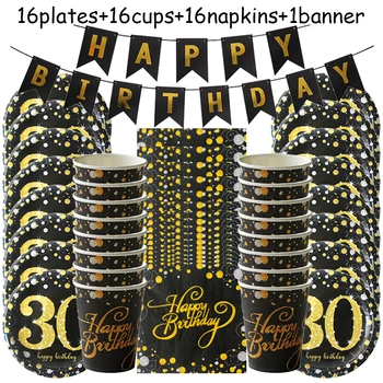 1Set 30th/40th/50th/60th Happy Birthday Party Tableware Sets Plates Cups Napkin Banners Birthday Partys Supplies Decor For Home
1Set 30th/40th/50th/60th Happy Birthday Party Tableware Sets Plates Cups Napkin Banners Birthday Partys Supplies Decor For Home