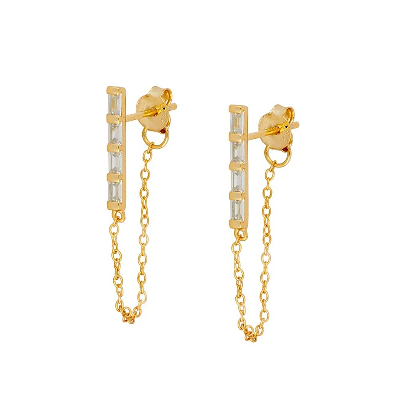 High-Quality 925 Sterling Silver Chain Stud Earrings for Women Cute Zircon Gold Silver Chain Stud Earrings Fashion Jewelry
High-Quality 925 Sterling Silver Chain Stud Earrings for Women Cute Zircon Gold Silver Chain Stud Earrings Fashion Jewelry
