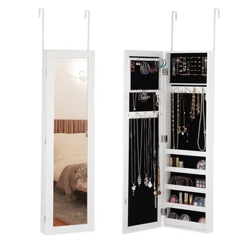 Door and Wall Mounted Armoire Mirrored White Jewelry Cabinet Makeup Organizer Jewelry Box Storage Boxes with Mirror HW58858
Door and Wall Mounted Armoire Mirrored White Jewelry Cabinet Makeup Organizer Jewelry Box Storage Boxes with Mirror HW58858