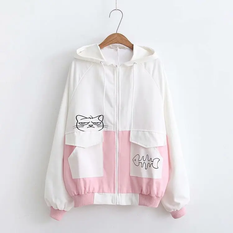 S23707 Autumn New Style WOMEN'S Dress Hooded Pocket Cat Fish Embroidered Long Sleeve Cropped Jacket Loose-Fit Mixed Colors Jacke
S23707 Autumn New Style WOMEN'S Dress Hooded Pocket Cat Fish Embroidered Long Sleeve Cropped Jacket Loose-Fit Mixed Colors Jacke