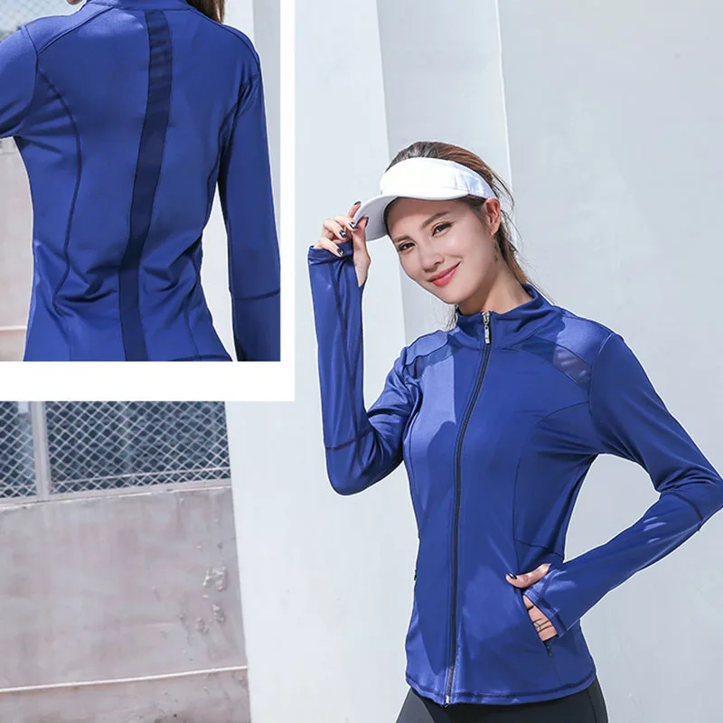 Women Sportswear Yoga Jacket Long Sleeve Quick-drying Fashion Mesh Stitching Fitness Clothes EDF88 
Women Sportswear Yoga Jacket Long Sleeve Quick-drying Fashion Mesh Stitching Fitness Clothes EDF88