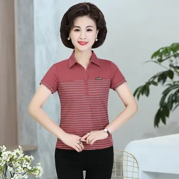 Women Summer Polo Shirts Pink Red Cross Striped Cotton Tops Female Short Sleeve Quater Button Front Turn Down Collar Polo Shirt
Women Summer Polo Shirts Pink Red Cross Striped Cotton Tops Female Short Sleeve Quater Button Front Turn Down Collar Polo Shirt