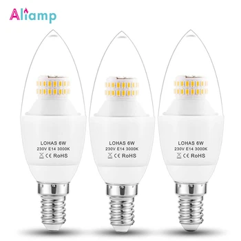 E14 LED Candle Bulbs 6W 60Watt Incandescent Lamp Equivalent 550lm Warm White 3000K Daylight 6000k Small Edison Screw Light 3PACK 
E14 LED Candle Bulbs 6W 60Watt Incandescent Lamp Equivalent 550lm Warm White 3000K Daylight 6000k Small Edison Screw Light 3PACK