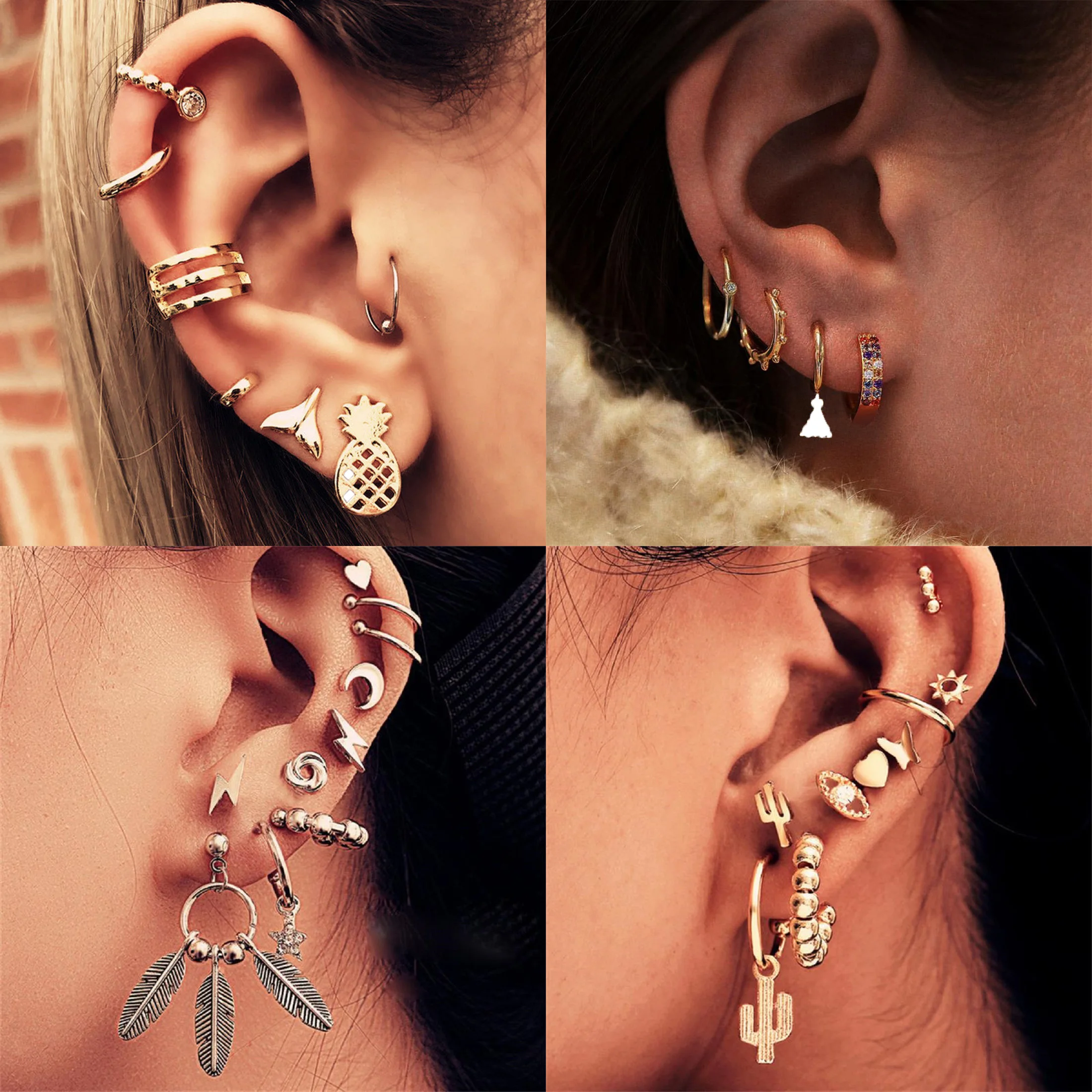 Fashion Fishtail Pineapple Stud Earrings Set Fake Piercing Ear Clips Cross Coin Piercing Hoop Earrings Circle Combined Jewelry
Fashion Fishtail Pineapple Stud Earrings Set Fake Piercing Ear Clips Cross Coin Piercing Hoop Earrings Circle Combined Jewelry