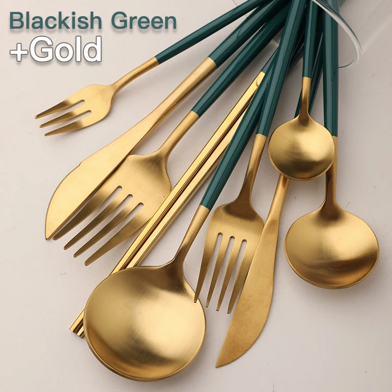 Classic Tableware Set Tableware Western Tableware Chopsticks Fork Spoon Knife Set Tableware Silverware Black Green Gold
Classic Tableware Set Tableware Western Tableware Chopsticks Fork Spoon Knife Set Tableware Silverware Black Green Gold