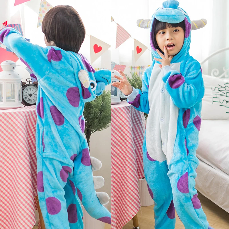 

Kigurumi Boys Girls Unisex Baby Flannel Nightie Home clothes Sets Children Winter Unicorn Pajamas Stitch Animal Sleepwear onesie