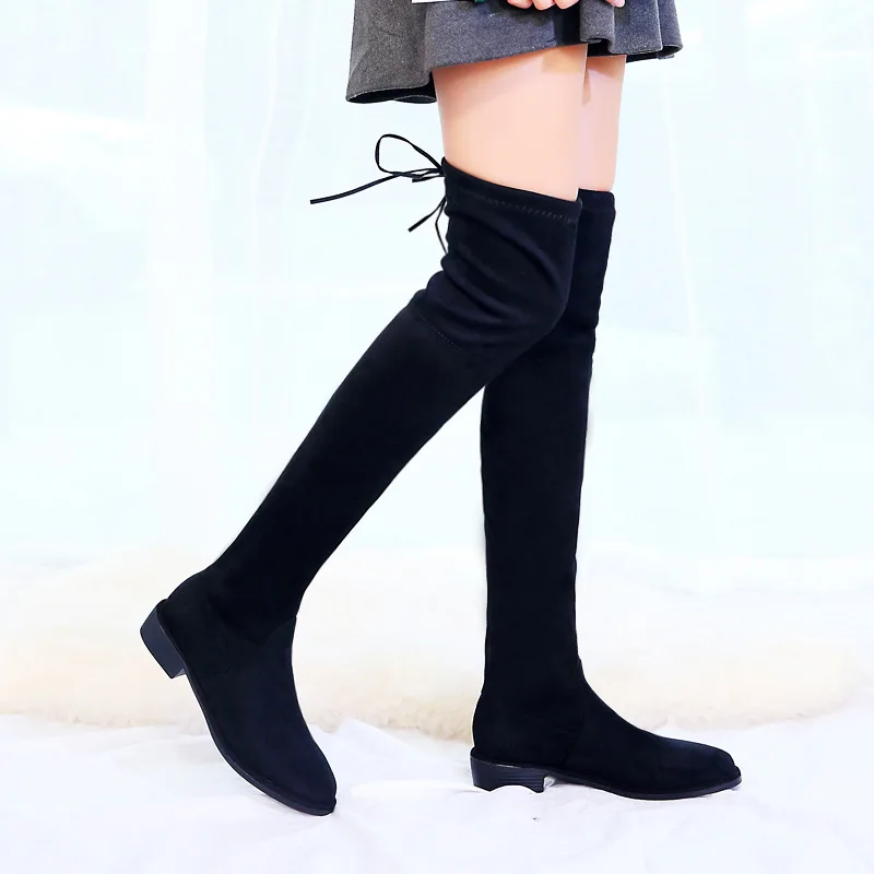 2019 New Flats long sock boots women winter plush thigh high botas mujer round toe warm over knee bottines fashion lace-up brief 
2019 New Flats long sock boots women winter plush thigh high botas mujer round toe warm over knee bottines fashion lace-up brief