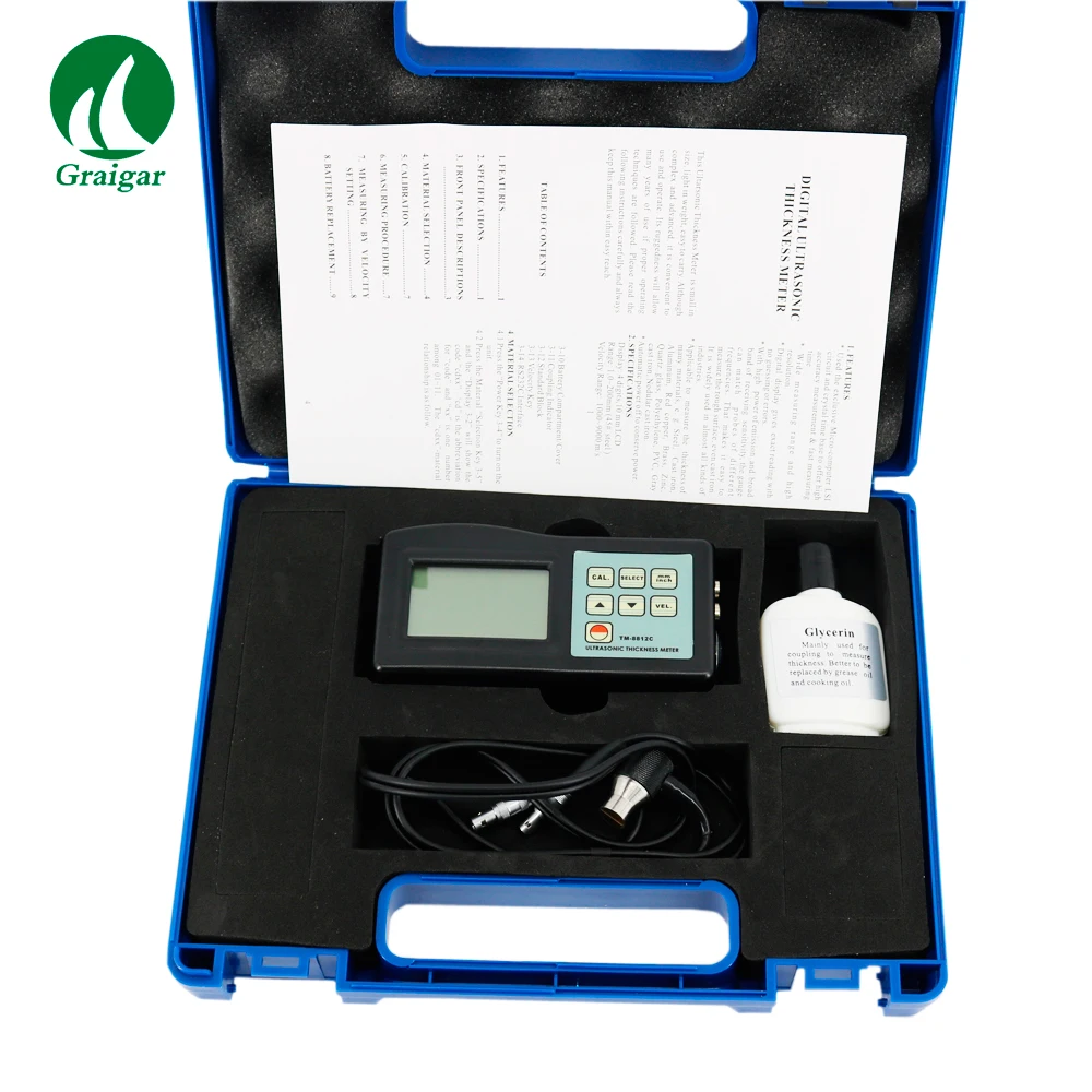 TM8812C Digital Ultrasonic Thickness Meter Resolution: 0.01mm Measuring Range 1.2-225mm
TM8812C Digital Ultrasonic Thickness Meter Resolution: 0.01mm Measuring Range 1.2-225mm