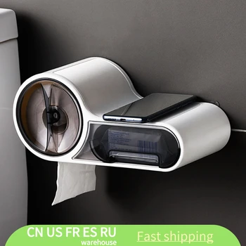Waterproof Toilet Roll Tissue Holder Box Paper Dispenser Self-Adhesive Wall Mounted All Covered Mobile Phone Shelves Bathroom 
Waterproof Toilet Roll Tissue Holder Box Paper Dispenser Self-Adhesive Wall Mounted All Covered Mobile Phone Shelves Bathroom