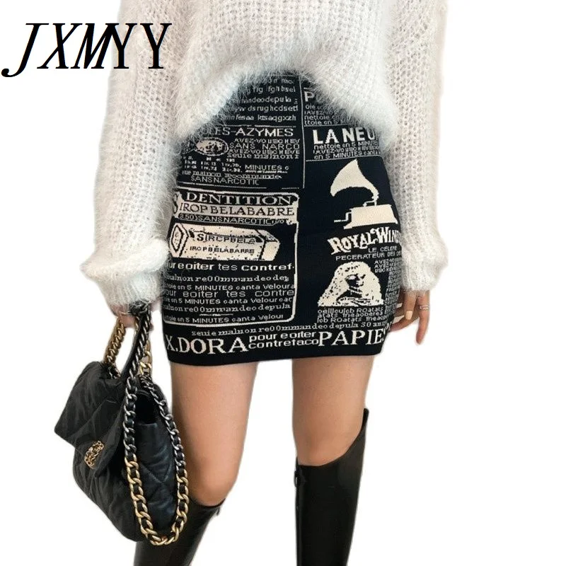 JXMYY шикарная осенне-зимняя Модная вязаная юбка тянущаяся тонкая универсальная
