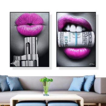 Modern canvas painting sexy purple lips money wall art printing poster for living room home decoration picture no frame
Modern canvas painting sexy purple lips money wall art printing poster for living room home decoration picture no frame